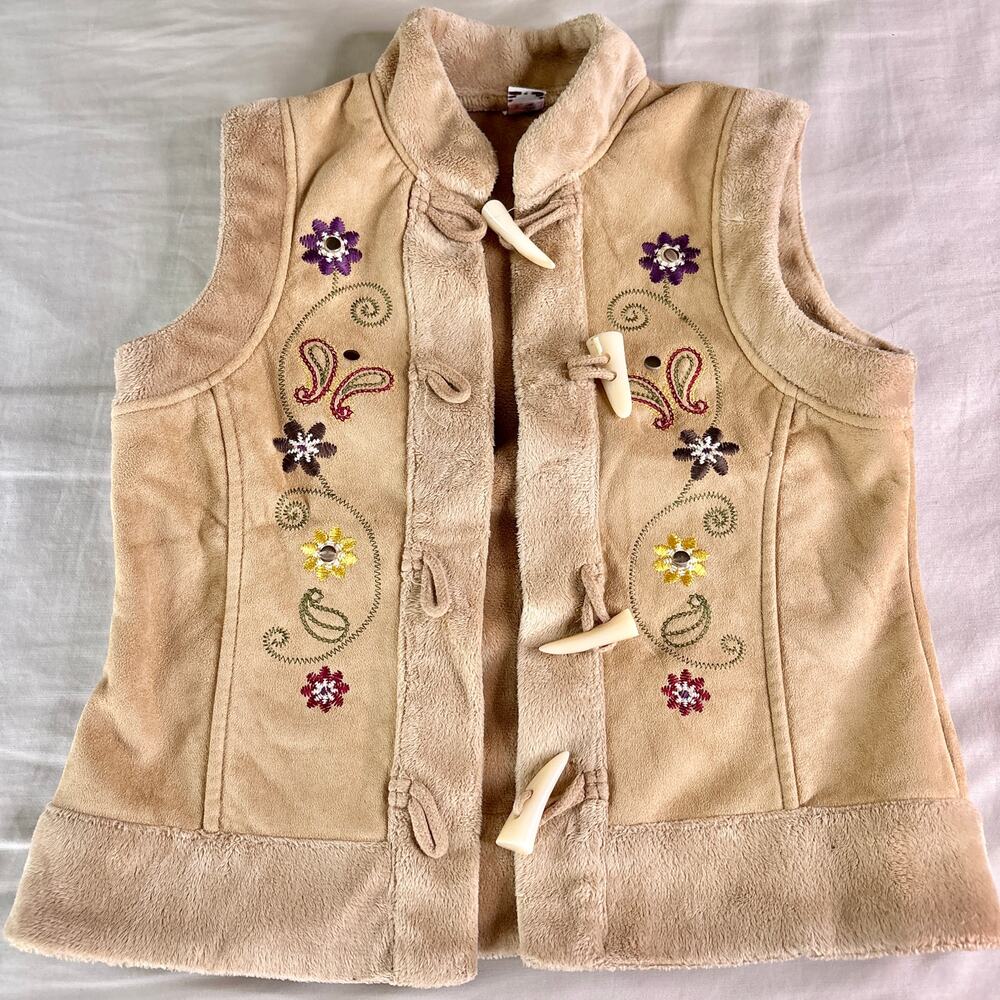 Y2K Faux Suede Fleece Vest Pixi Girls Large